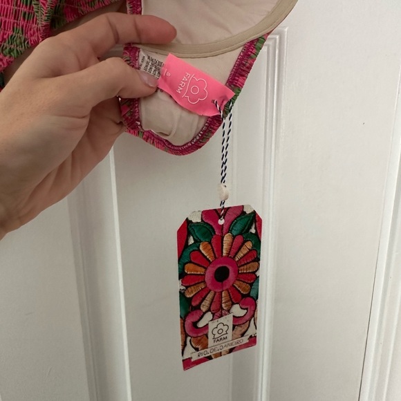 Farm Rio smocked bikini bathing suit high rise push-up seasheel small new - Picture 7 of 8